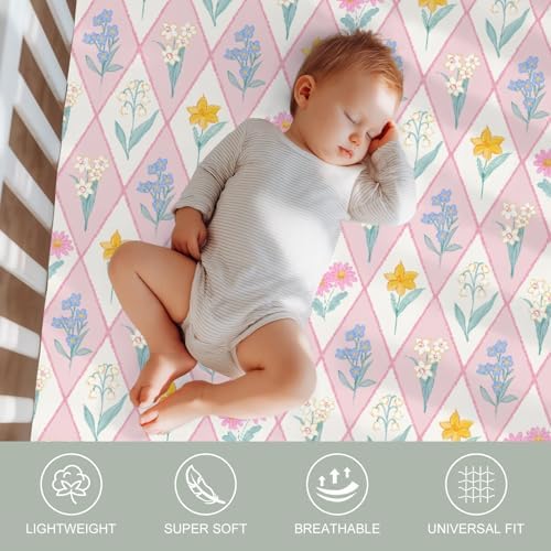 Boho Floral Crib Sheets 28x52 Universal Fit