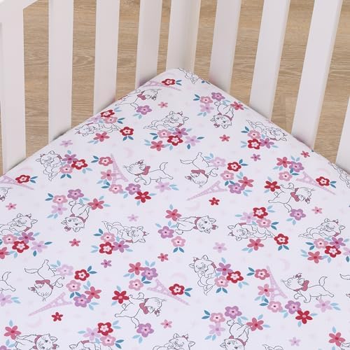 Disney Aristocats Pink White Teal Marie Fitted Crib Sheet