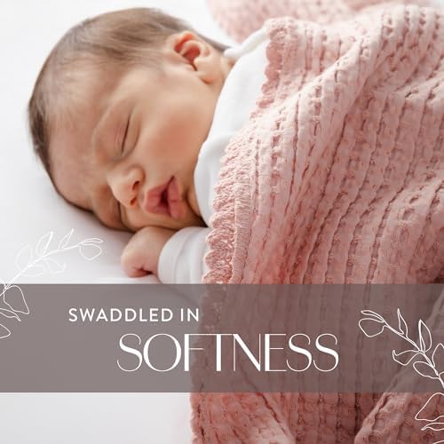 Woven Waffle Baby Blanket with Lace Trim - 100 Cotton Swaddle
