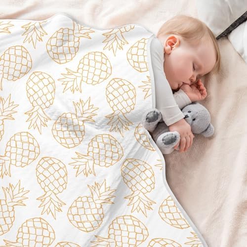 KICPOAY White Elegant Pineapple Baby Swaddle Blanket
