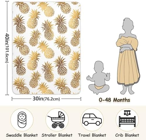 AMmao Baby Blanket 30X40 Inch Gold Pineapple Pattern