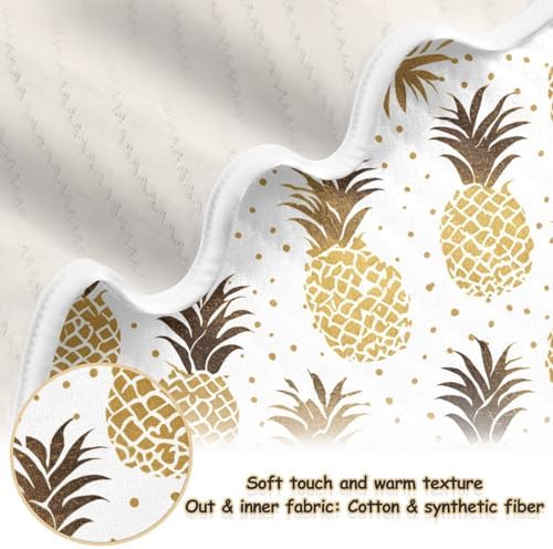 AMmao 30x40 Inch Baby Blanket with Golden Pineapple Polka Dot Pattern