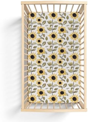 Yellow Sunflowers Watercolor Crib Sheets 52x28