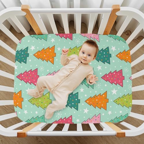 KICPOAY Christmas Green Crib Sheets for Baby Toddler Playard