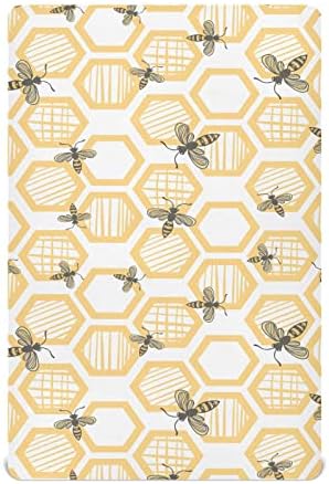 KICPOAY Honeybee Crib Sheets Stretchy Playard Sheets for Baby