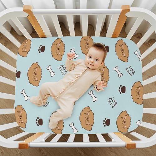 Fitted Crib Sheets with Cute Dog Bone Pattern for Baby Toddler 1