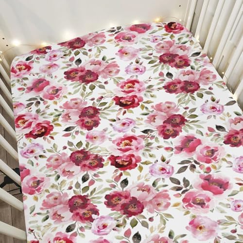 Pink Peonies Baby Crib Sheets 52x28 Inch