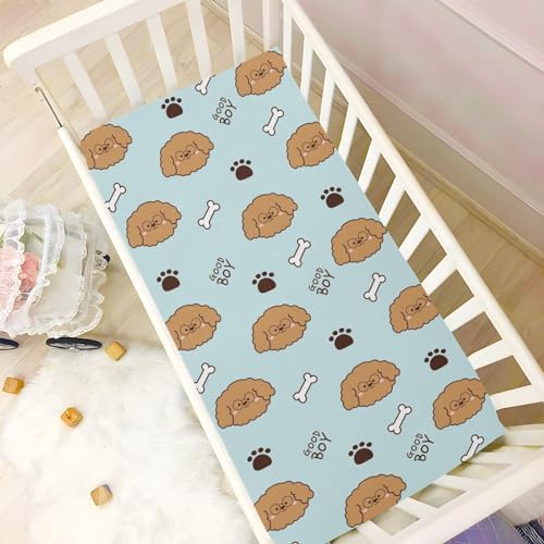 Fitted Crib Sheets with Cute Dog Bone Pattern for Baby Toddler 1