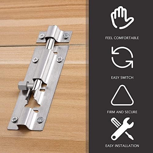 VOIV 2PC Door Slide Latch Lock with Brushed Nickel Finish 1