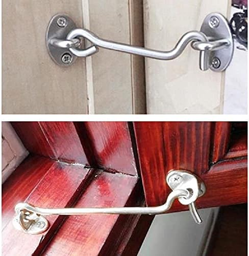 SHAUNI Hook and Eye Latch Gate Bolt - Black 6 Inch Heavy Duty