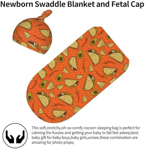 Lcokin Burrito Tortilla Taco Swaddle Blanket with Hat Set