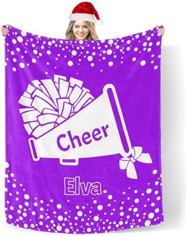 Custom Blanket with Name Cheer Purple Dot Swaddling for Baby