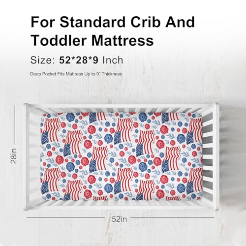 KASTLEE American Flag Crib Sheets 52x28 Patriotic Baby Bedding
