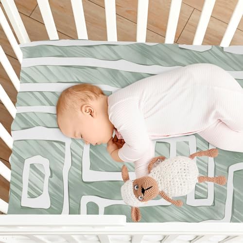 ALAZA Labyrinth Boho Green Crib Sheets for Girls and Boys