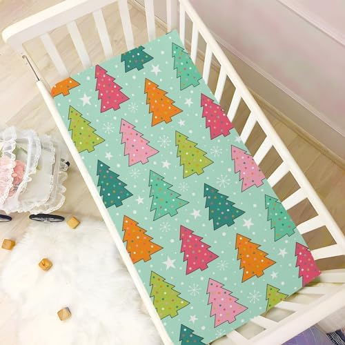 KICPOAY Christmas Green Crib Sheets for Baby Toddler Playard