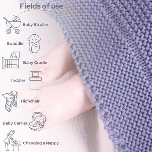 Little Dedi 100 Organic Cotton Swaddling Blanket - 30x40 Grey Blue