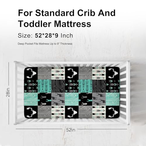 Retro Deer Tribal Arrows Baby Crib Sheets for Boy Girl 52x28