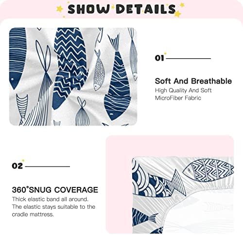 KeepReal Fitted Crib Sheets with Fish Pattern