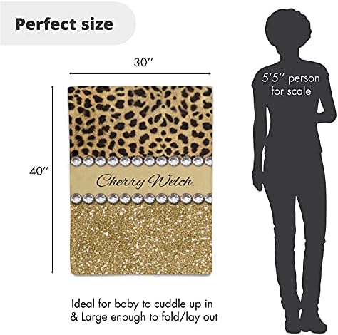 Personalized Baby Blanket Leopard Print with Name 30x40 Inches
