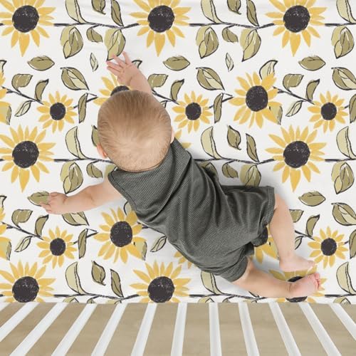 Yellow Sunflowers Watercolor Crib Sheets 52x28