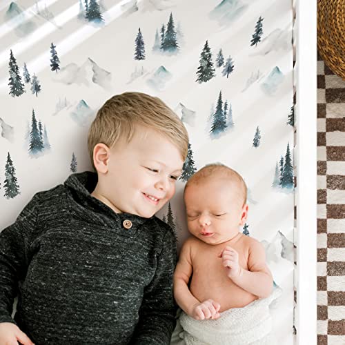 GRSSDER Stretch Jersey Crib Sheets Set 2 Pack Wild Forest Mongooses Design