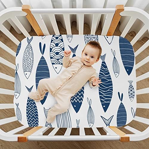 KeepReal Fitted Crib Sheets with Fish Pattern