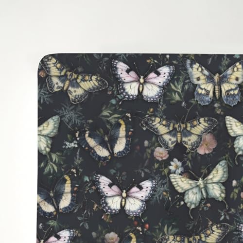 Gothic Moth Black Floral Crib Sheets 28x52 Universal Fit