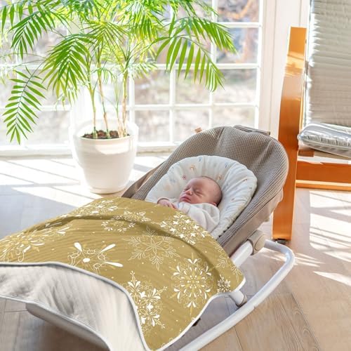 KICPOAY Brown Snowflake Swaddle Blanket for Newborn