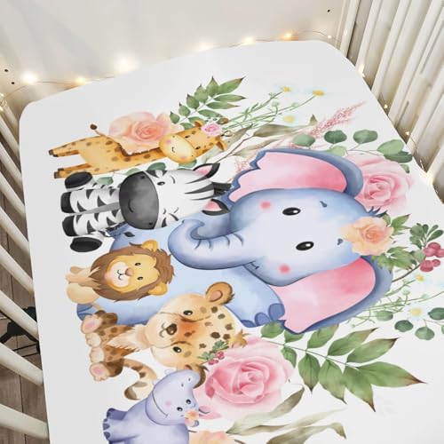 ZoUbqchY Jungle Safari Crib Sheets for Boy Girl 52x28