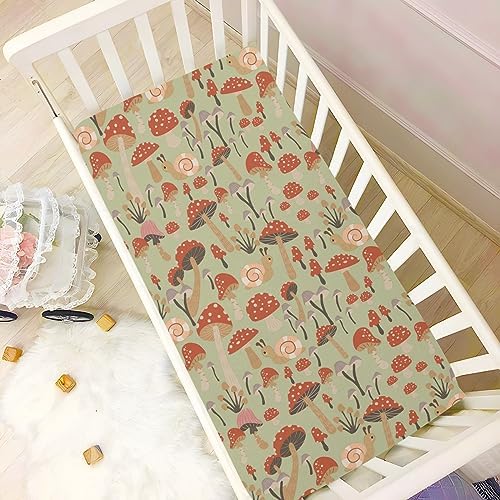 SHJI Baby Crib Sheet Mushroom Garden 52x28in