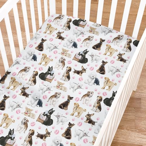 Cute Dogs Fitted Crib Sheet 52x28 Inch