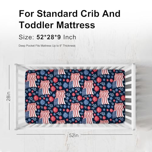 KASTLEE American Flag Crib Sheets with Floral Design