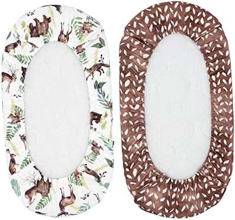 JHION Baby Crib Sheets Fitted 2 Pack Brown Animal Pattern