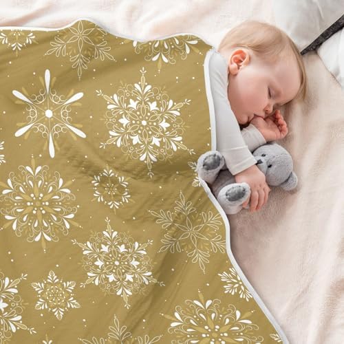 KICPOAY Brown Snowflake Swaddle Blanket for Newborn