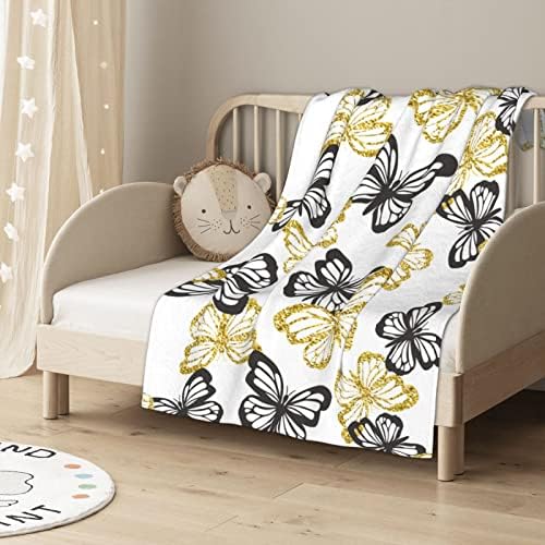Xisover Golden Glitter Butterflies Swaddle Blanket