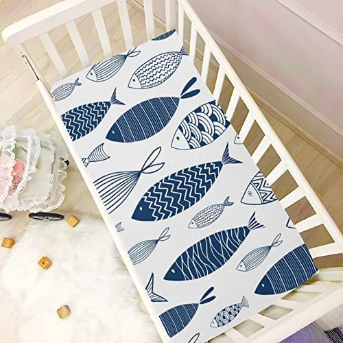 KeepReal Fitted Crib Sheets with Fish Pattern