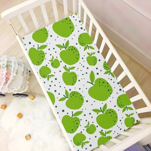 KICPOAY Green Apples Polka Dot Crib Sheets 1