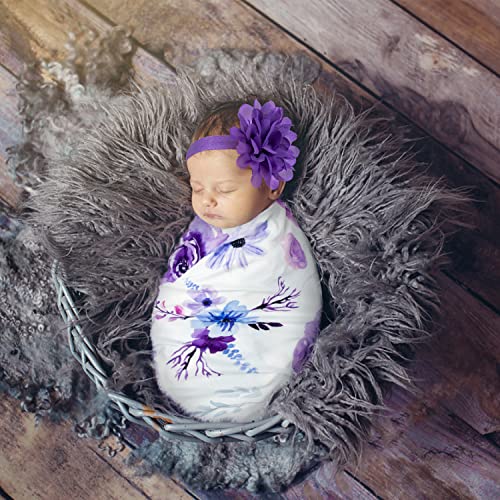 R HORSE Newborn Baby Swaddle Blanket with Headband Set 2 Pack