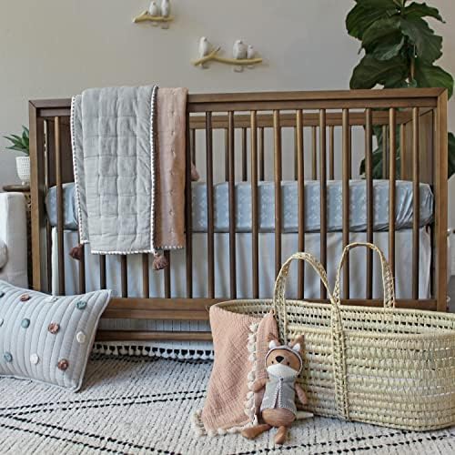 Crane Baby Cotton Crib Sheet with River Dash Print
