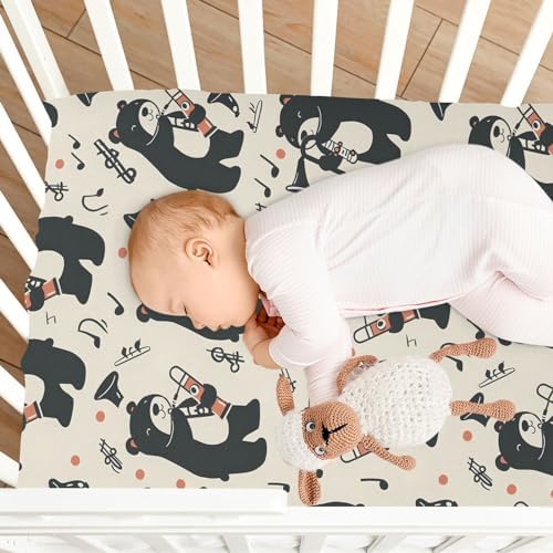ALAZA Bears Tube Music Crib Sheets for Babies