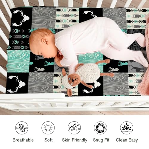 Retro Deer Tribal Arrows Baby Crib Sheets for Boy Girl 52x28