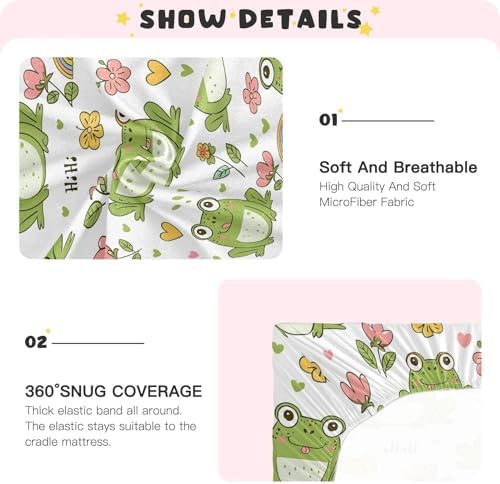 Cute Frog Crib Sheets for Girls and Boys 39x27 Inch