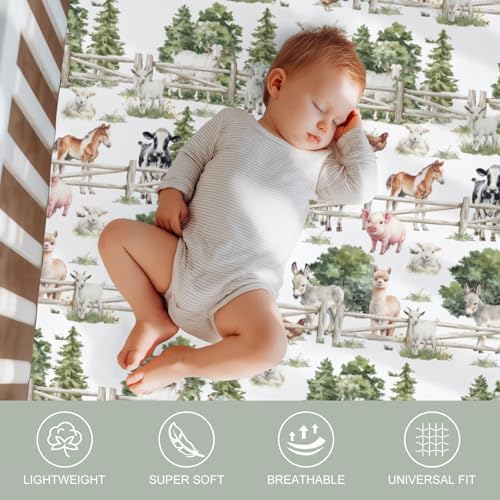Farm Life Crib Sheets 52x28 Inch for Boy Girl 2 Pack