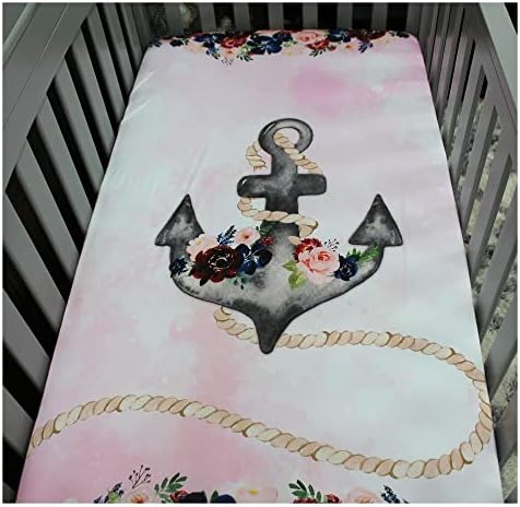 Dear Baby Gear Deluxe Crib Sheet - Nautical Anchor Design
