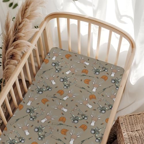 ZoUbqchY Camouflage Deer Hunter Crib Sheet