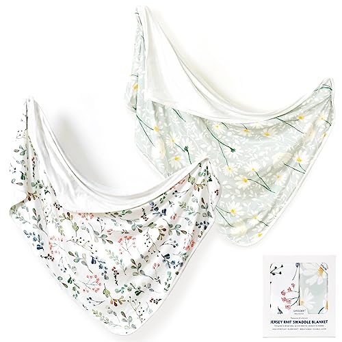 GRSSDER Baby Blankets 2 Pack Swaddle Receiving Blanket