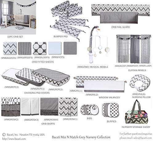 Bacati 2 Pack Crib Fitted Sheets - Grey 1