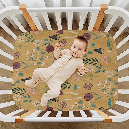 YETTASBIN Mushroom Crib Sheet 2 Sizes - Extra Soft Breathable
