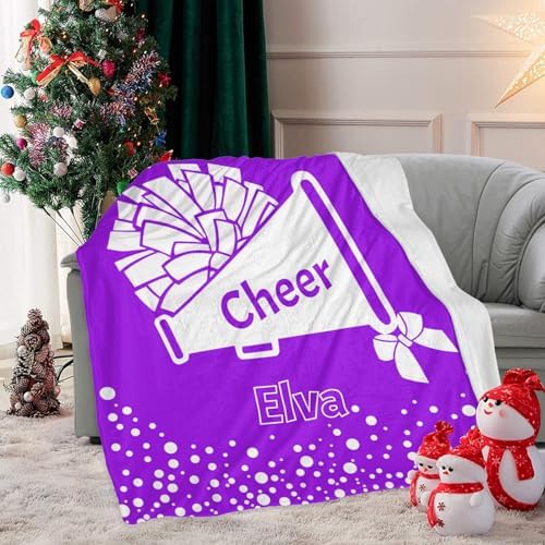 Custom Blanket with Name Cheer Purple Dot Swaddling for Baby