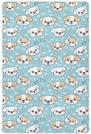 Cute Dog Puppy Bone Fitted Crib Sheet for Baby Bed